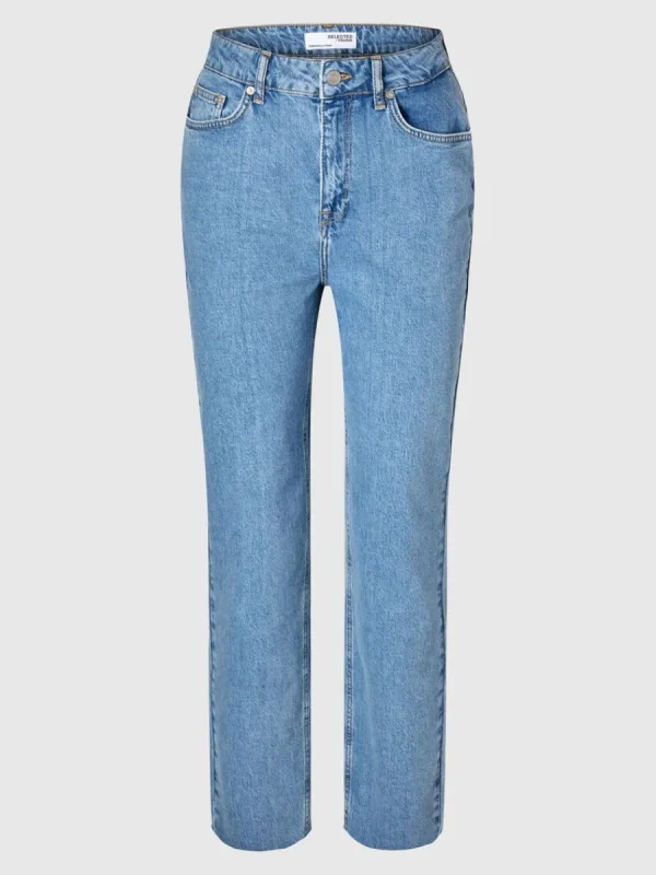 SELECTED HÖG MIDJA STRAIGHT FIT-JEANS Blue Clearance