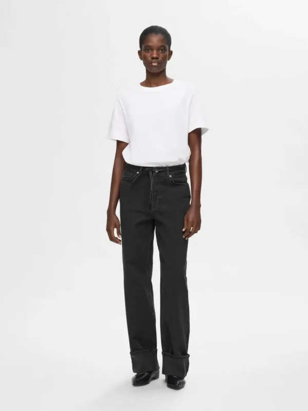 SELECTED HÖG MIDJA VIDA JEANS Black Cheap
