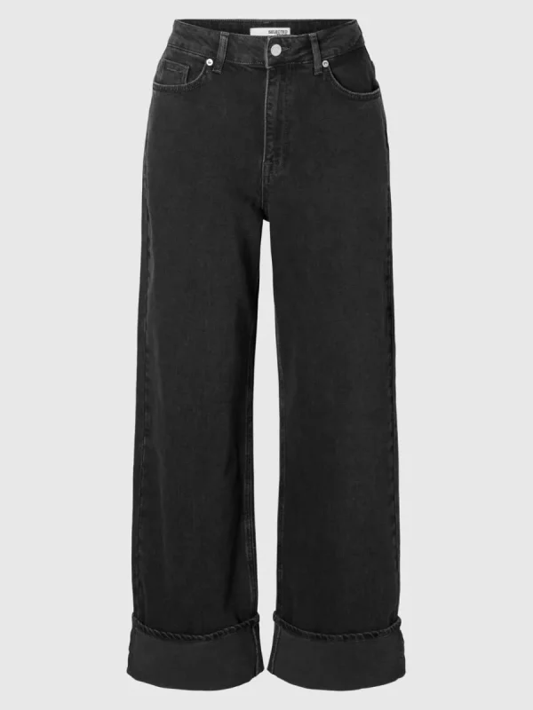 SELECTED HÖG MIDJA VIDA JEANS Black Cheap