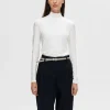 SELECTED HÖGHALSAD T-SHIRT White Clearance
