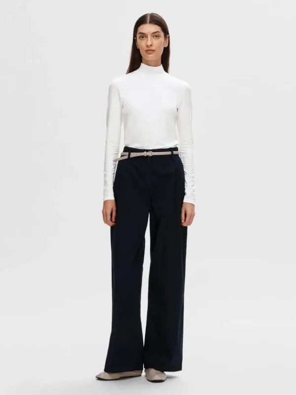 SELECTED HÖGHALSAD T-SHIRT White Clearance