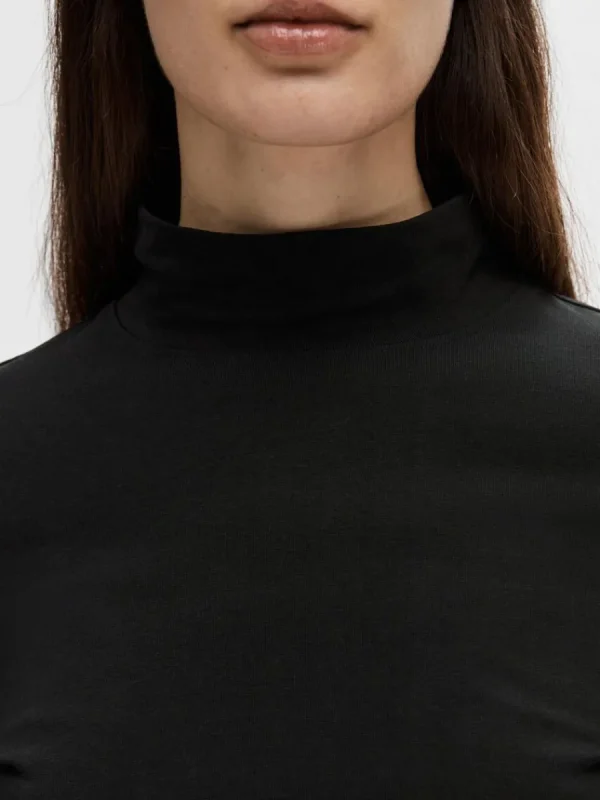 SELECTED HÖGHALSAD T-SHIRT Black Fashion