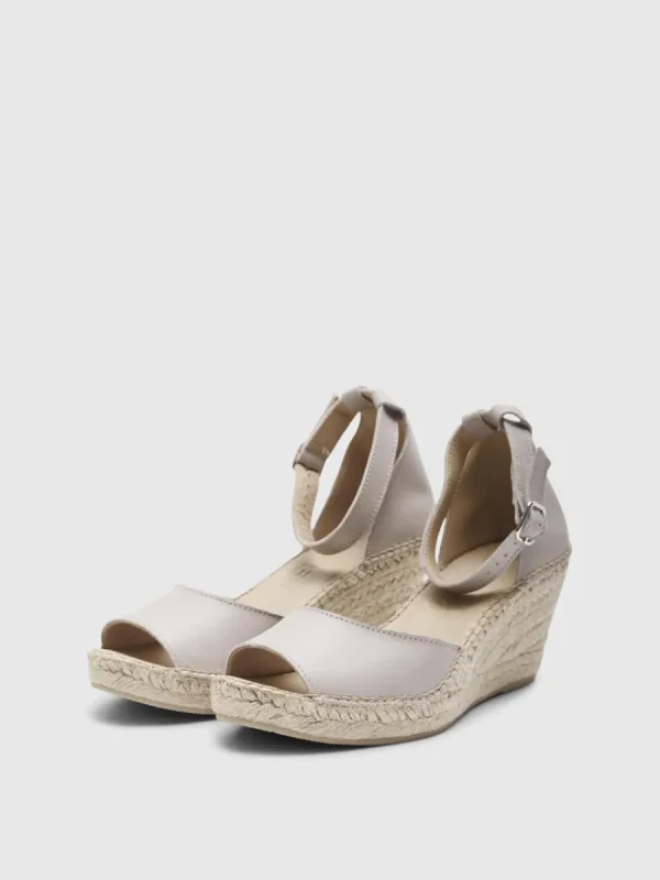 SELECTED HÖGKLACKADE LÄDER ESPADRILLES Beige Store