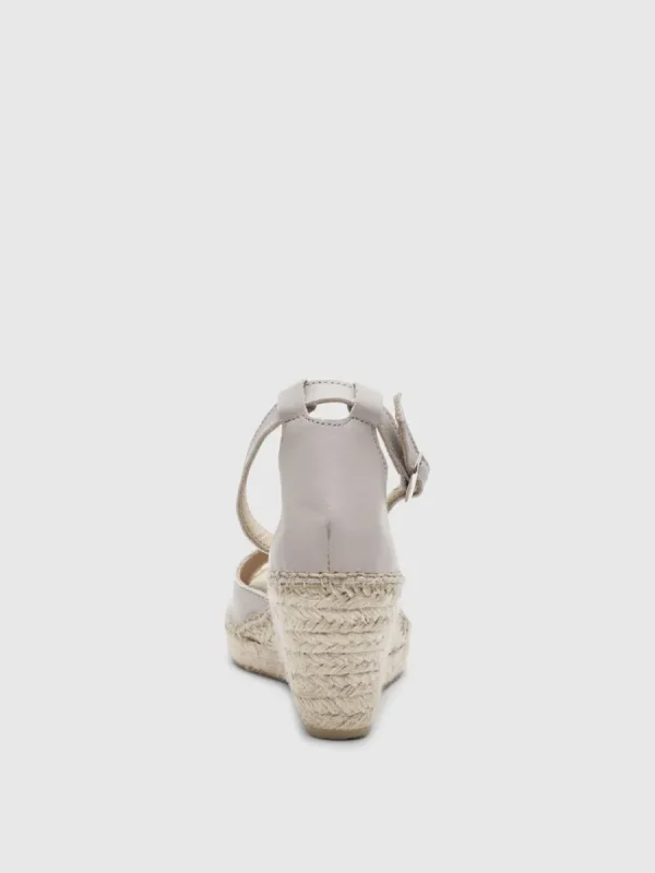 SELECTED HÖGKLACKADE LÄDER ESPADRILLES Beige Store