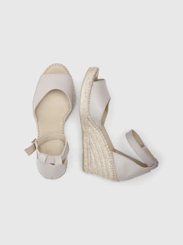SELECTED HÖGKLACKADE LÄDER ESPADRILLES Beige Store