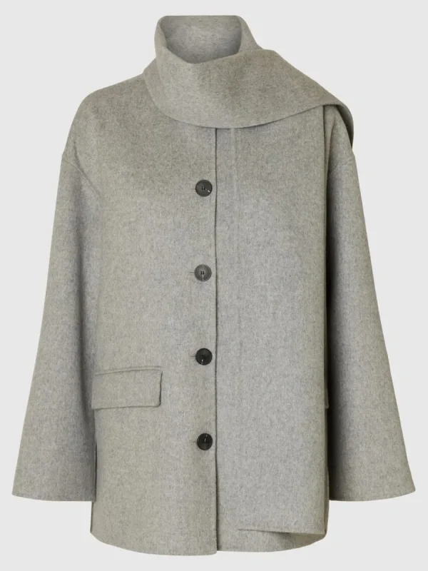 SELECTED INBYGGD HALSDUK JACKA Grey Store