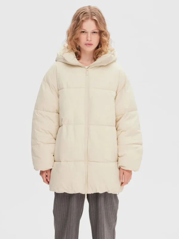 SELECTED JUSTERBAR PUFFERJACKA Beige Clearance