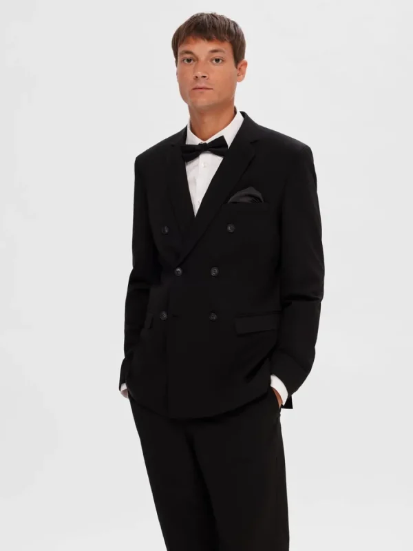SELECTED KLASSISKA DUBBELKNÄPPT KAVAJ Black Clearance