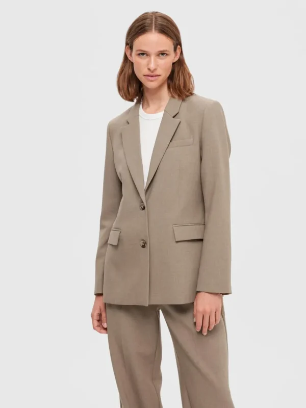 SELECTED KLASSISKA ENKELKNÄPPT KAVAJ Brown Clearance