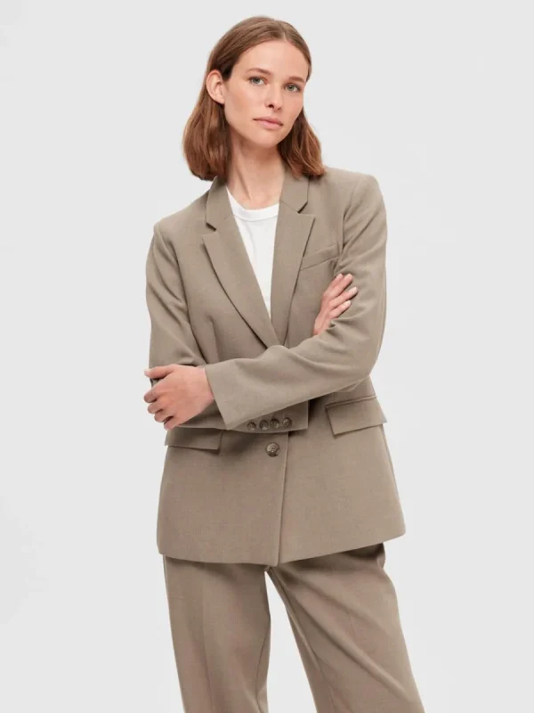 SELECTED KLASSISKA ENKELKNÄPPT KAVAJ Brown Clearance