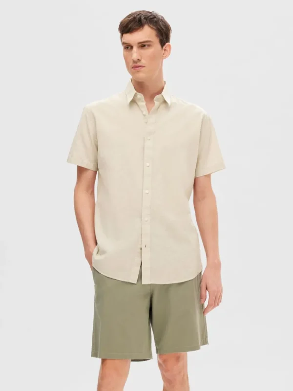 SELECTED KLASSISKA KORTÄRMAD SKJORTA Beige Outlet