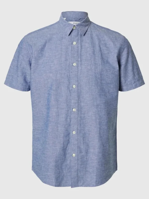 SELECTED KLASSISKA KORTÄRMAD SKJORTA Blue Discount