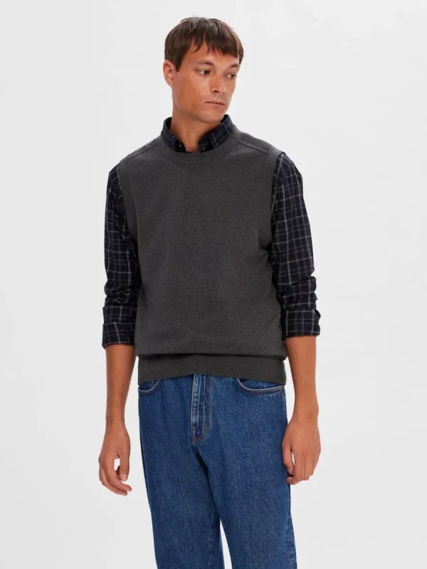 SELECTED KLASSISKA STICKAD VÄST Grey Best
