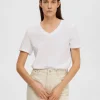 SELECTED KLASSISKA V-NECK T-SHIRT White Fashion
