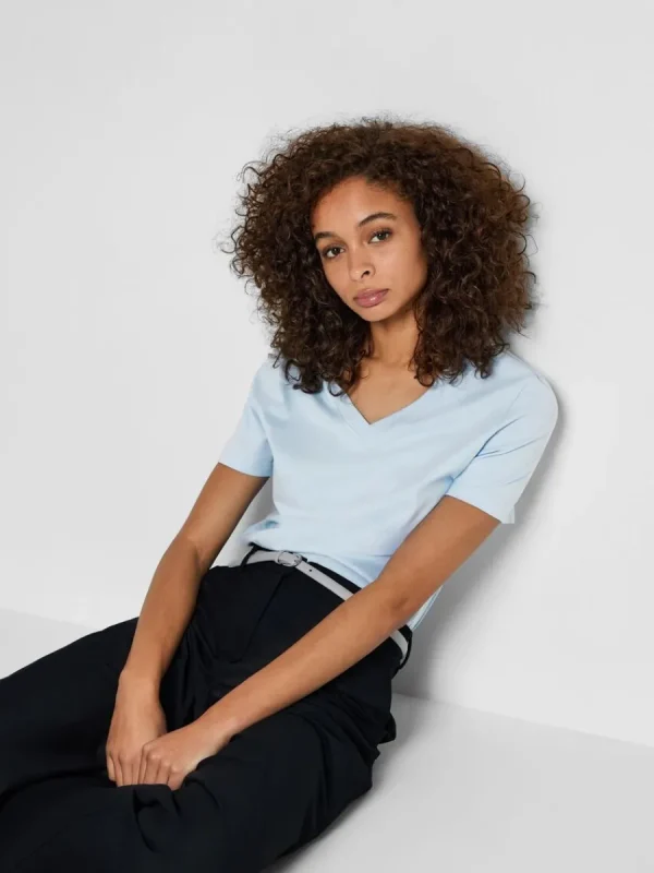 SELECTED KLASSISKA V-NECK T-SHIRT Blue Hot
