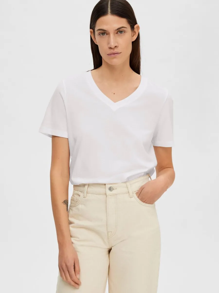 klassiska_vneck_tshirt_2.webp SELECTED KLASSISKA V-NECK T-SHIRT White Fashion