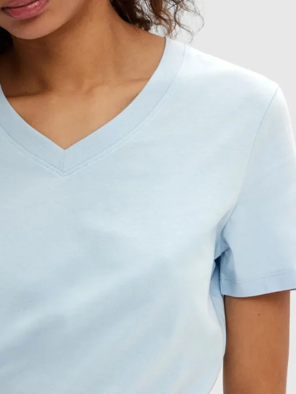 SELECTED KLASSISKA V-NECK T-SHIRT Blue Hot