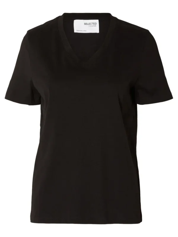 SELECTED KLASSISKA V-NECK T-SHIRT Black Store