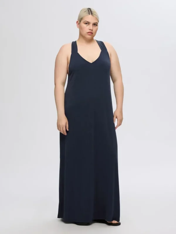 SELECTED KNUTPRYDD MIDIKLÄNNING Blue Fashion