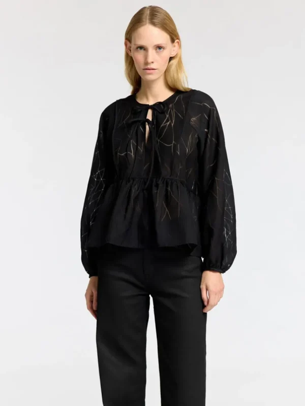 SELECTED KNYTNING FRAM LÅNGÄRMAD BLUS Black Sale