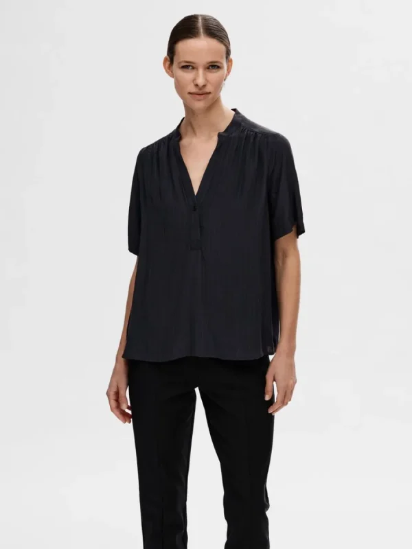 SELECTED KORTÄRMAD BLUS Blue Discount