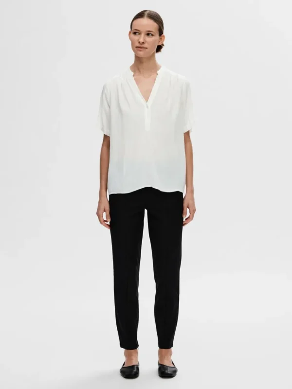 SELECTED KORTÄRMAD BLUS White Flash Sale