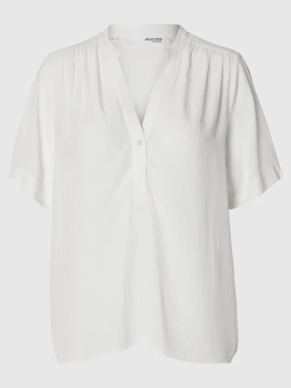 SELECTED KORTÄRMAD BLUS White Flash Sale