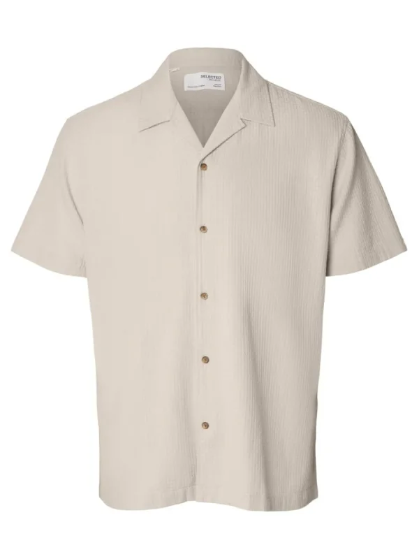 SELECTED KORTÄRMAD BOMULL SKJORTA Beige Online