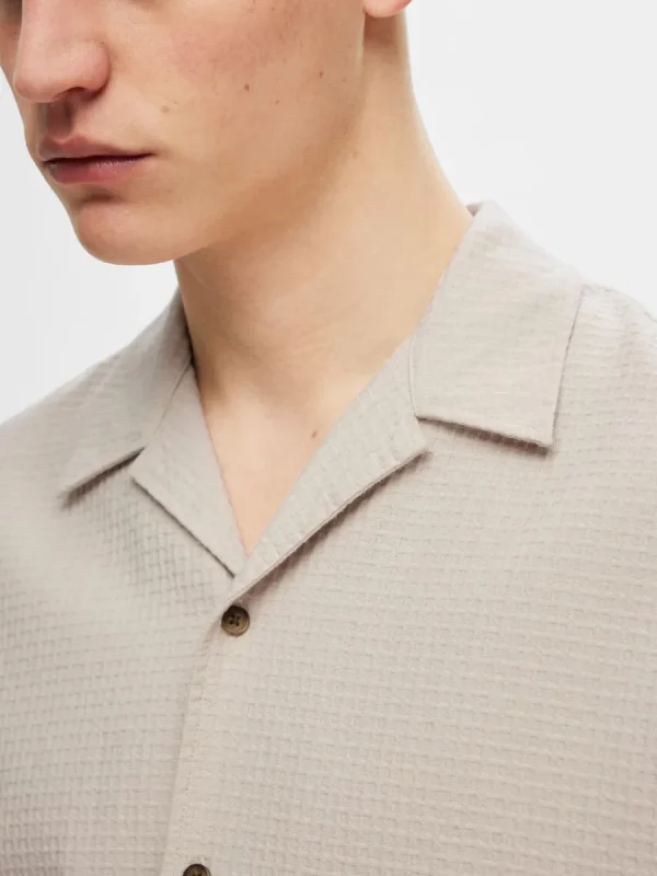 SELECTED KORTÄRMAD BOMULL SKJORTA Beige Online