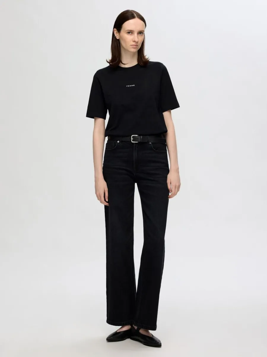 kortrmad_bomull_tshirt_1.webp SELECTED KORTÄRMAD BOMULL T-SHIRT Black Best Sale