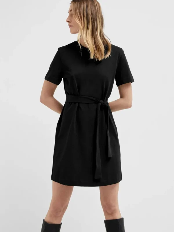 SELECTED KORTÄRMAD KORT KLÄNNING Black Outlet