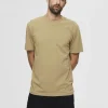 SELECTED KORTÄRMAD MED AVSLAPPNAD PASSFORM T-SHIRT Brown Outlet