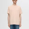 SELECTED KORTÄRMAD MED AVSLAPPNAD PASSFORM T-SHIRT Pink Cheap