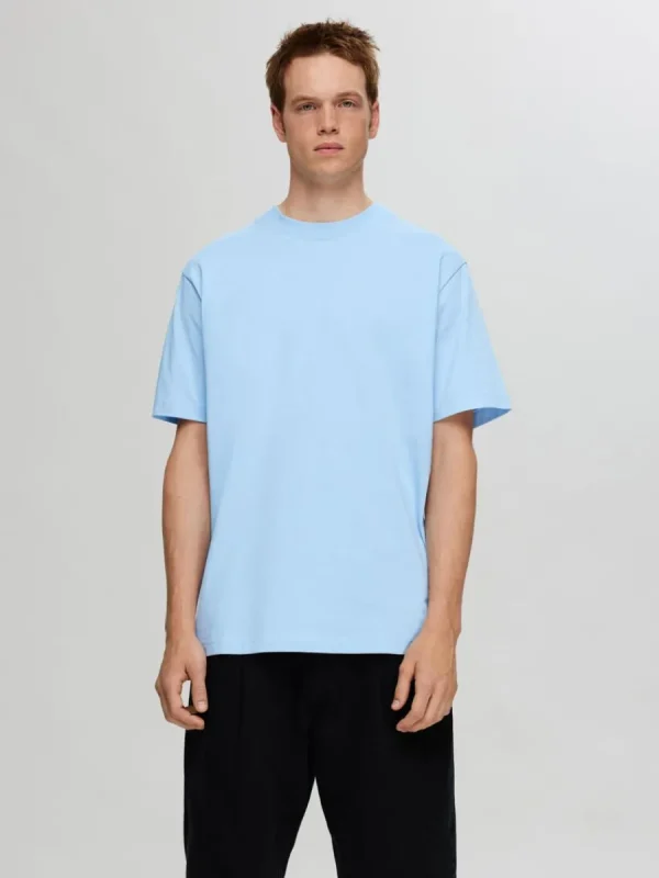 SELECTED KORTÄRMAD MED AVSLAPPNAD PASSFORM T-SHIRT Blue Cheap