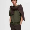 SELECTED KORTÄRMAD MED AVSLAPPNAD PASSFORM T-SHIRT Green New