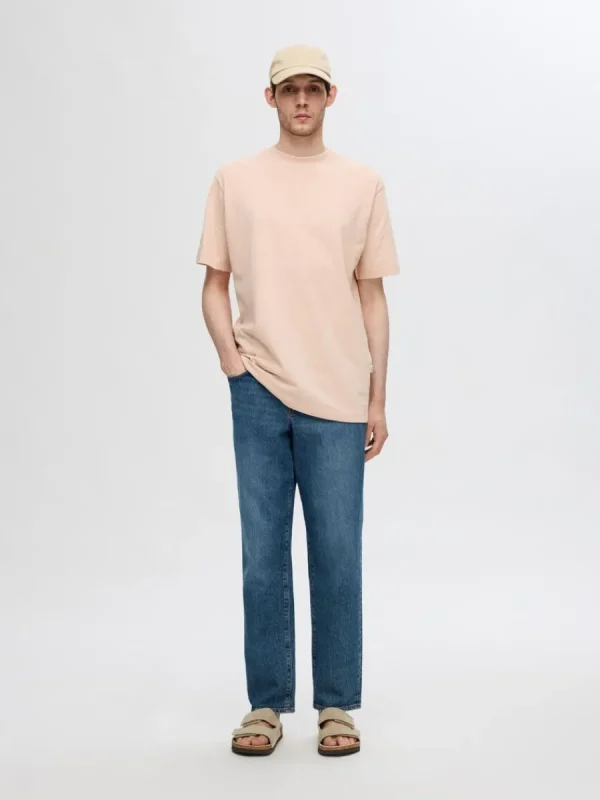 SELECTED KORTÄRMAD MED AVSLAPPNAD PASSFORM T-SHIRT Pink Cheap