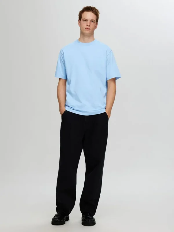 SELECTED KORTÄRMAD MED AVSLAPPNAD PASSFORM T-SHIRT Blue Cheap