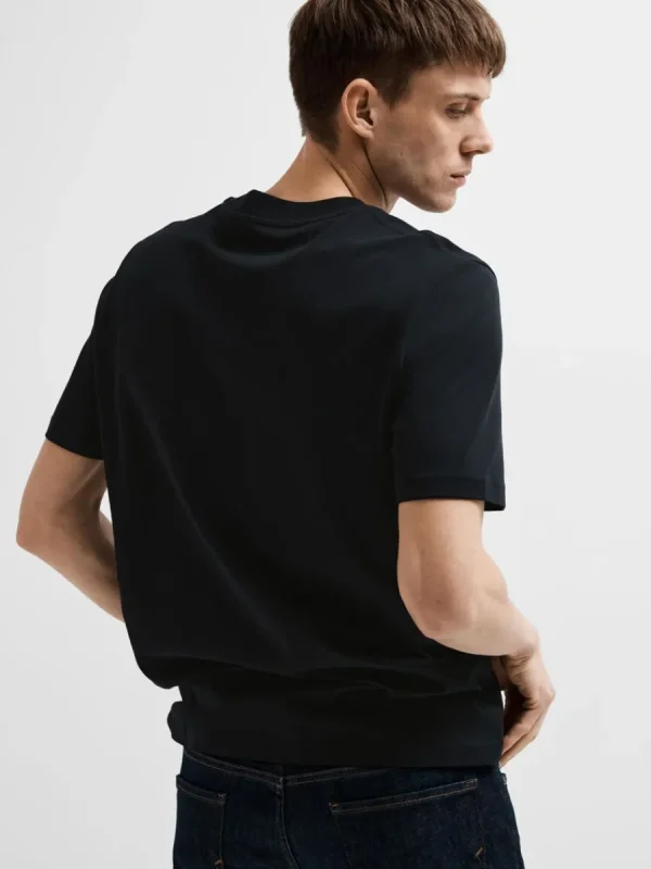 SELECTED KORTÄRMAD MED AVSLAPPNAD PASSFORM T-SHIRT Black Best Sale