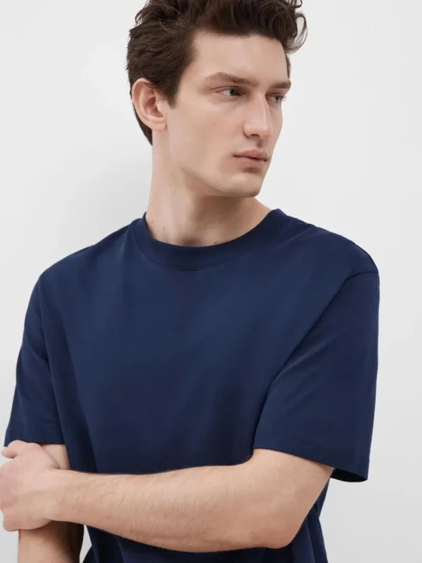SELECTED KORTÄRMAD MED AVSLAPPNAD PASSFORM T-SHIRT Blue Hot