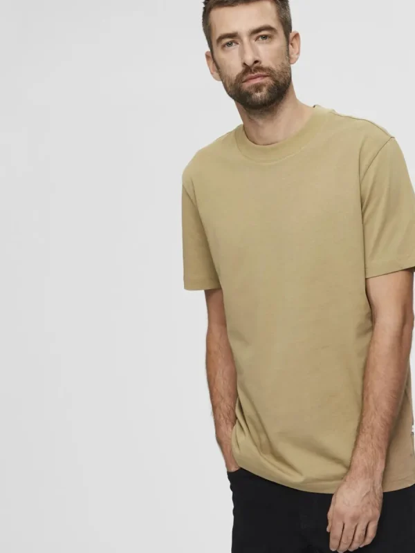 SELECTED KORTÄRMAD MED AVSLAPPNAD PASSFORM T-SHIRT Brown Outlet