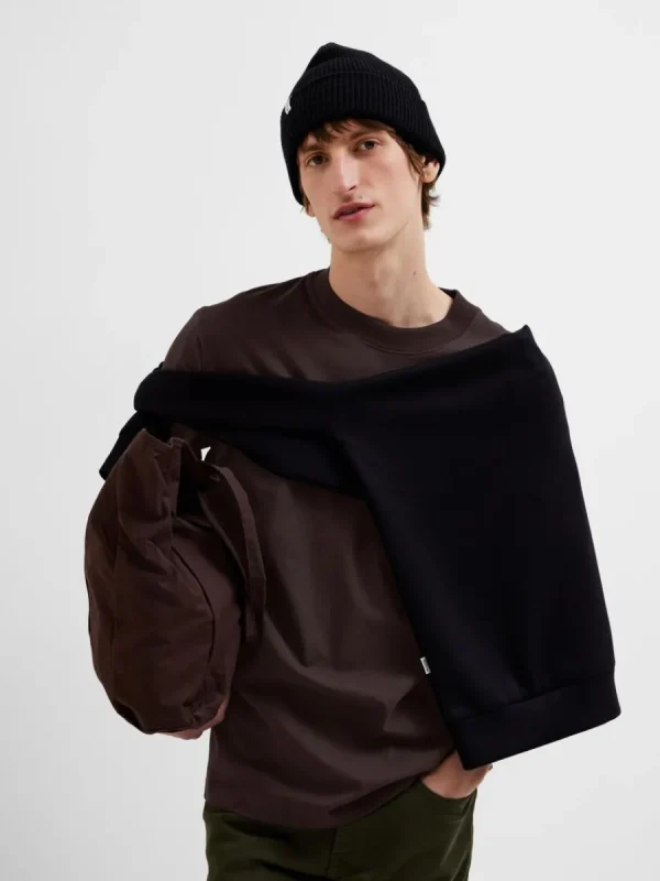SELECTED KORTÄRMAD MED AVSLAPPNAD PASSFORM T-SHIRT Brown Store