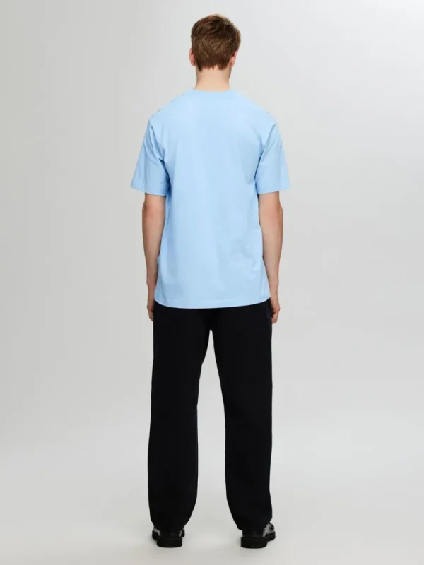 SELECTED KORTÄRMAD MED AVSLAPPNAD PASSFORM T-SHIRT Blue Cheap