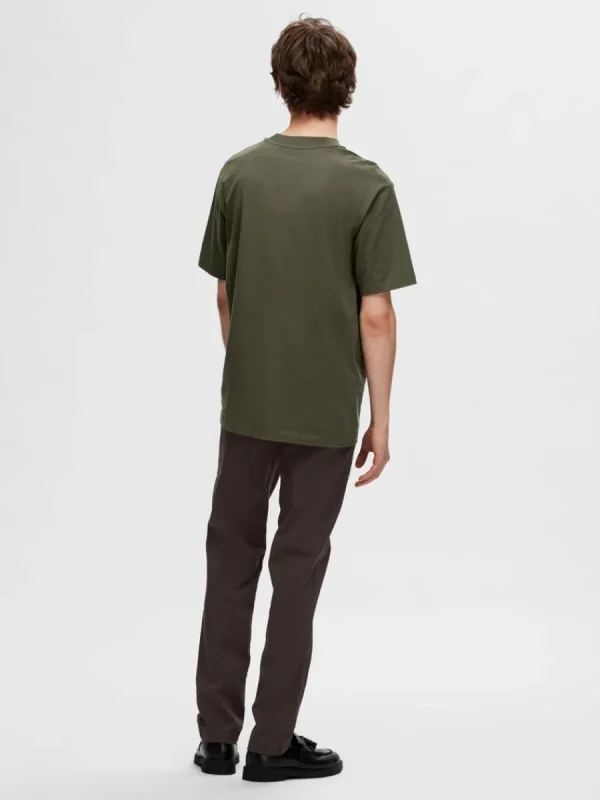 SELECTED KORTÄRMAD MED AVSLAPPNAD PASSFORM T-SHIRT Green New