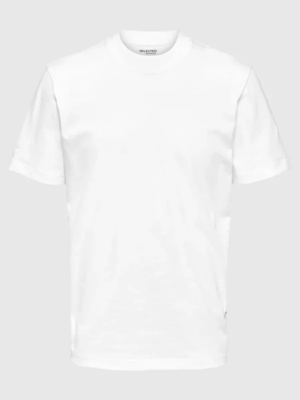 SELECTED KORTÄRMAD MED AVSLAPPNAD PASSFORM T-SHIRT White Flash Sale