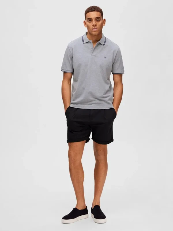 SELECTED KORTÄRMAD PIKÉTRÖJA Grey Cheap
