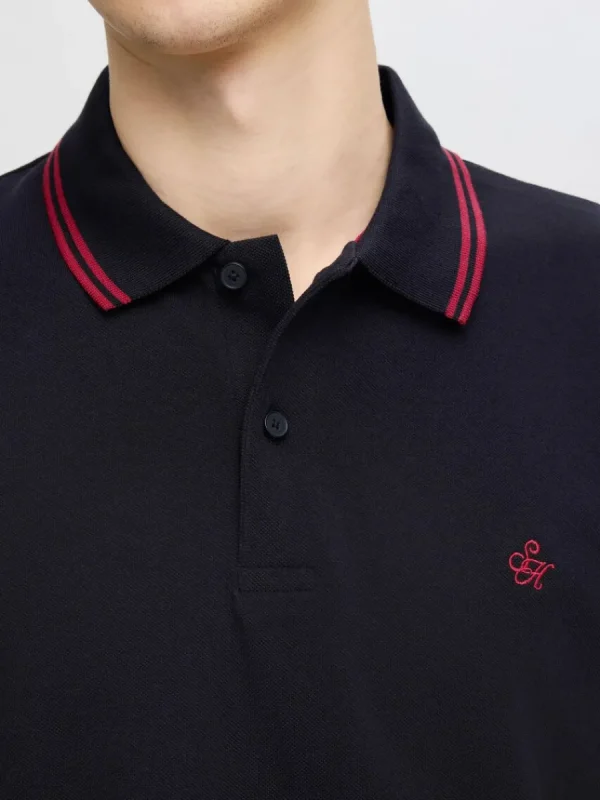 SELECTED KORTÄRMAD PIKÉTRÖJA Black Online