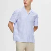 SELECTED KORTÄRMAD SKJORTA Blue Flash Sale