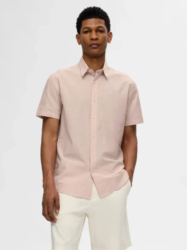 SELECTED KORTÄRMAD SKJORTA Pink Hot