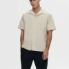 SELECTED KORTÄRMAD SKJORTA Beige Clearance
