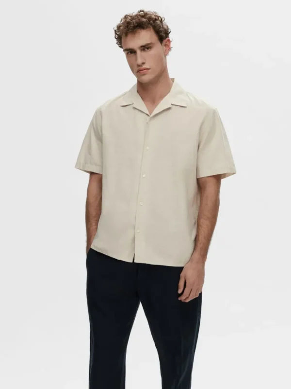 SELECTED KORTÄRMAD SKJORTA Beige Clearance